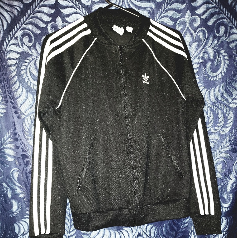 ADIDAS Classic Black w/White StripesZip Up Jacket
